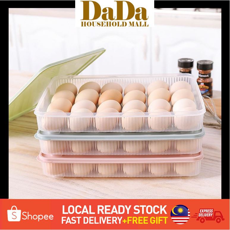  DaDa 24 Eggs Tray Storage Box Dispenser Stackable Plastic Eggs