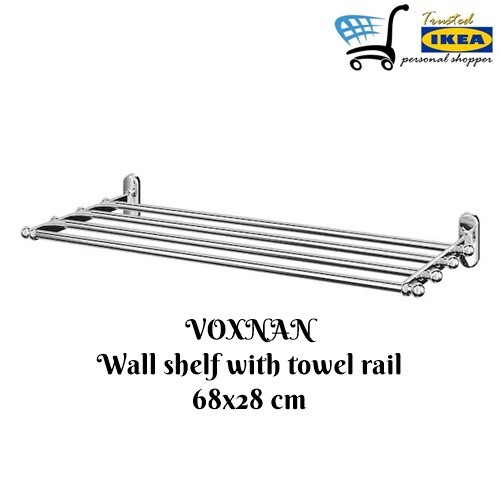 IKEA VOXNAN Wall shelf with towel rail, chrome effect 68x28 cm Shopee