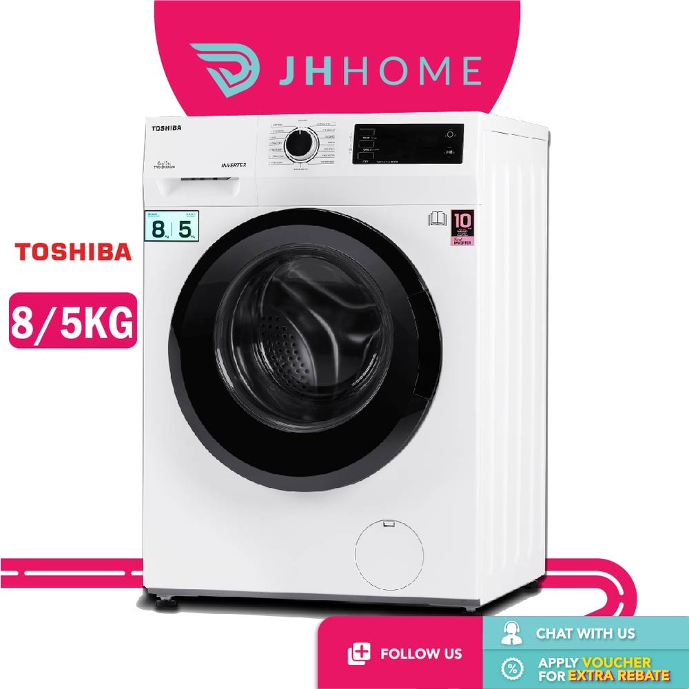 Toshiba TWDBK90S2M (8KG/5KG) Real Inverter Front Load 2 In 1 Washer