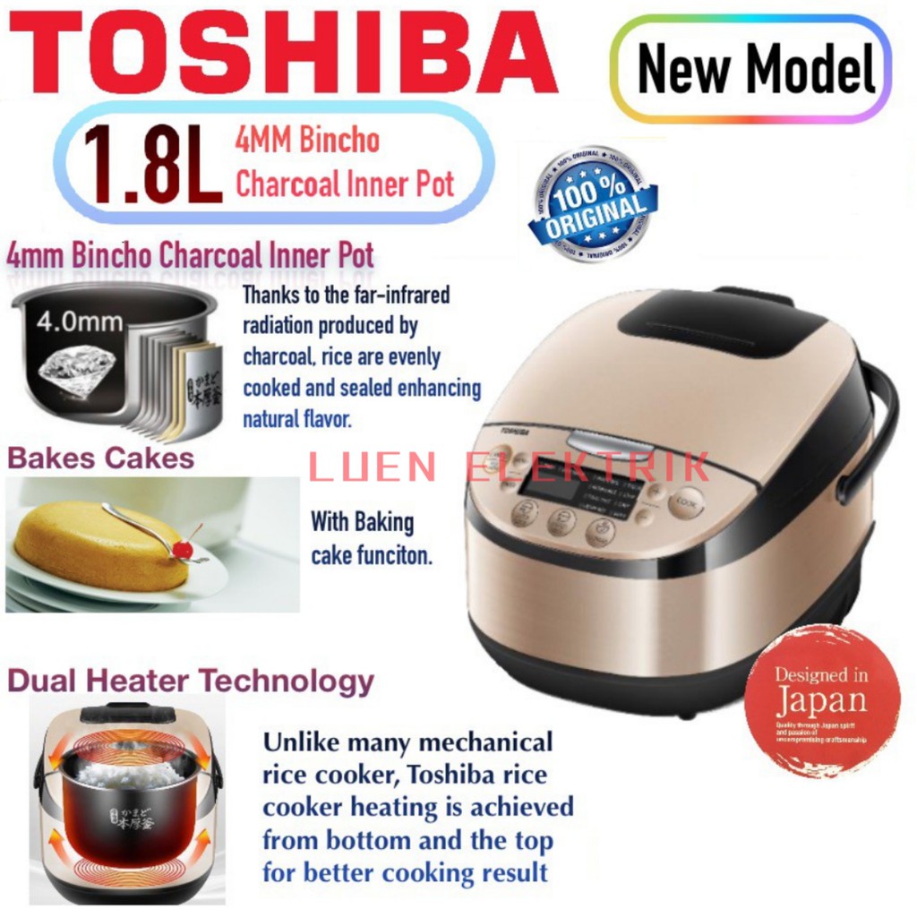 Toshiba RC18DR1NMY Digital Rice Cooker with BestinClass Bincho