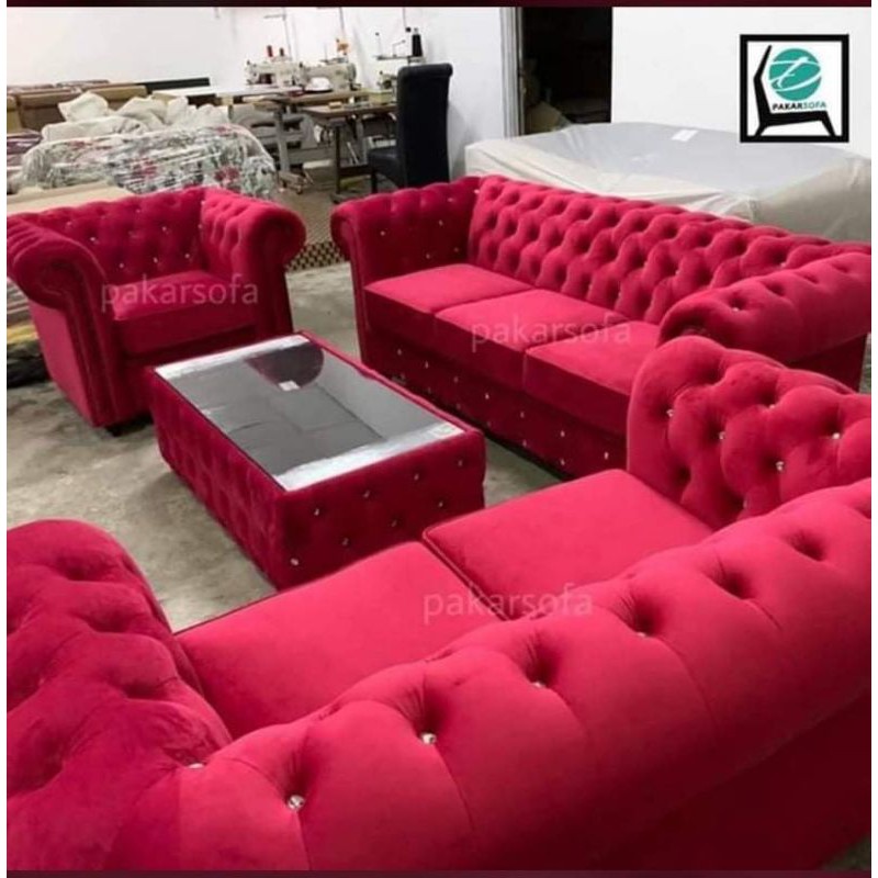 Sofa chesterfield/Sofa diamond/Sofa1+2+3/Sofa baldu/Sofa murah/Sofa set