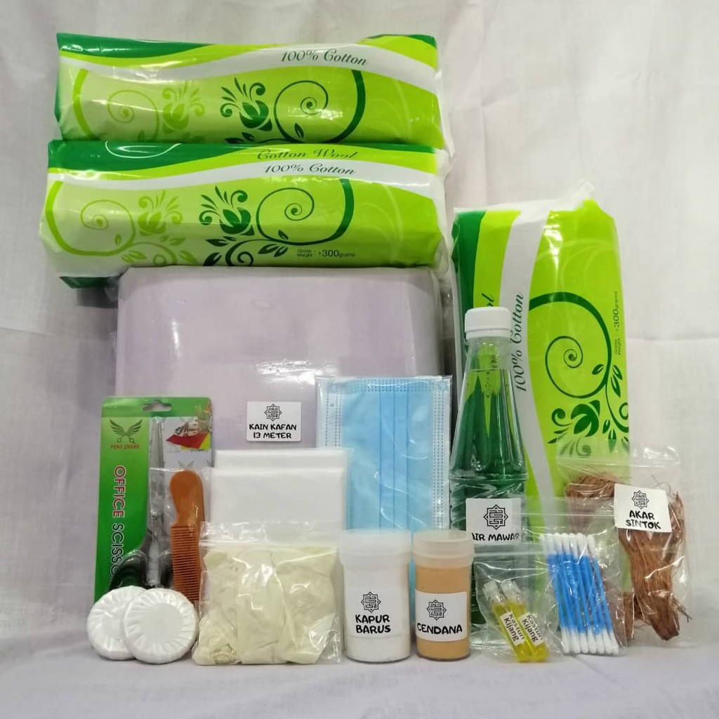 Set Kelengkapan Jenazah Kain Kafan Pengurusan Jenazah Unisex (14Item