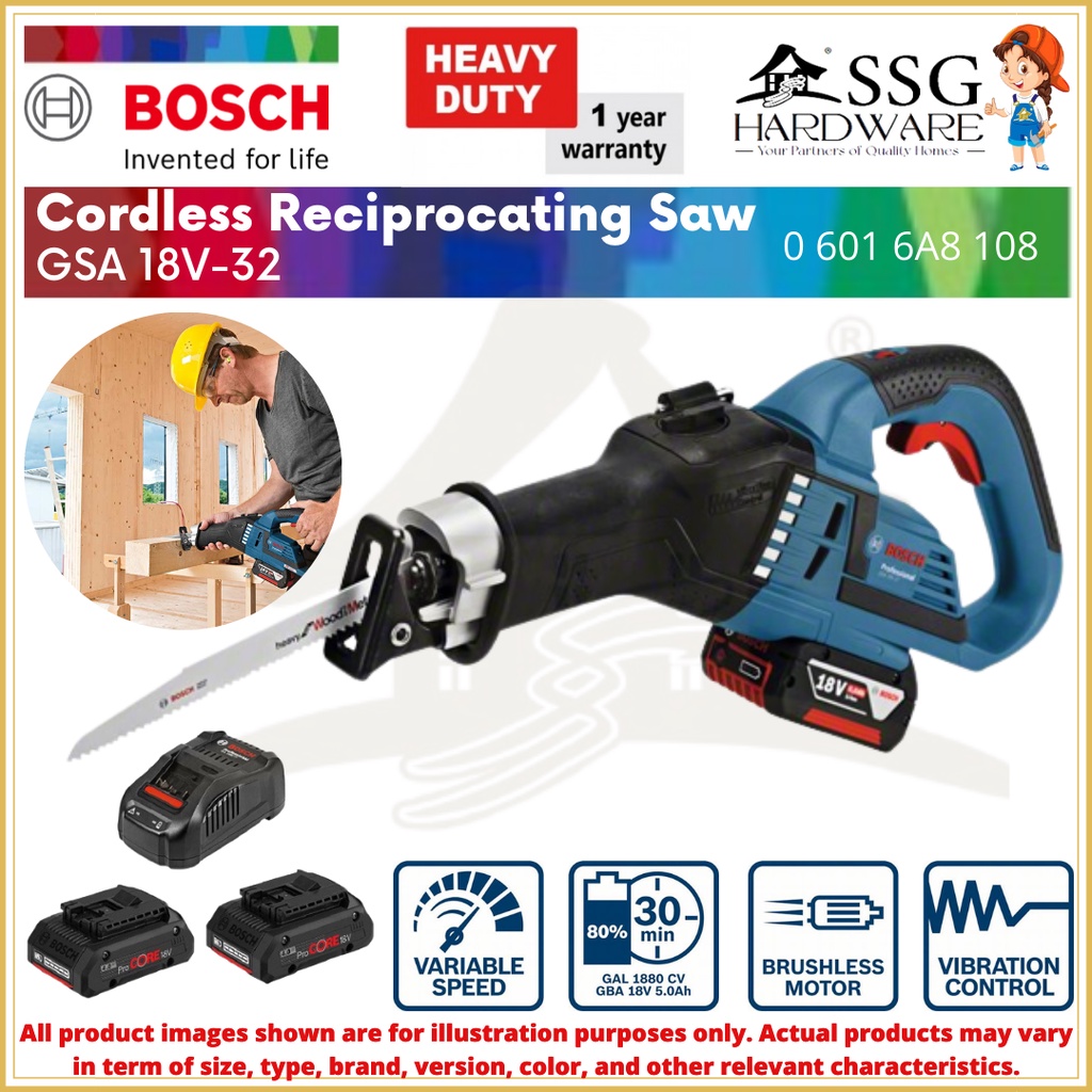 BOSCH HEAVY DUTY GSA 18V-32 EC BRUSHLESS MOTOR CORDLESS RECIPROCATING