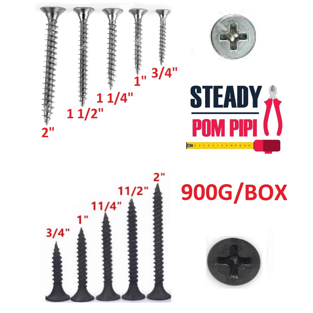 6 (900G/BOX) BLACK DRYWALL SCREW / WHITE DRYWALL SCREW / DRY WALL