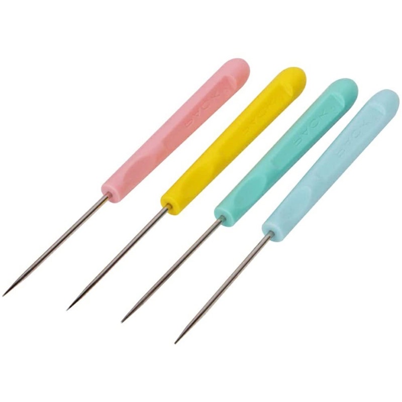 Plastic Handle Metal Needle Sewing Awl Round Hole Plastic Handle