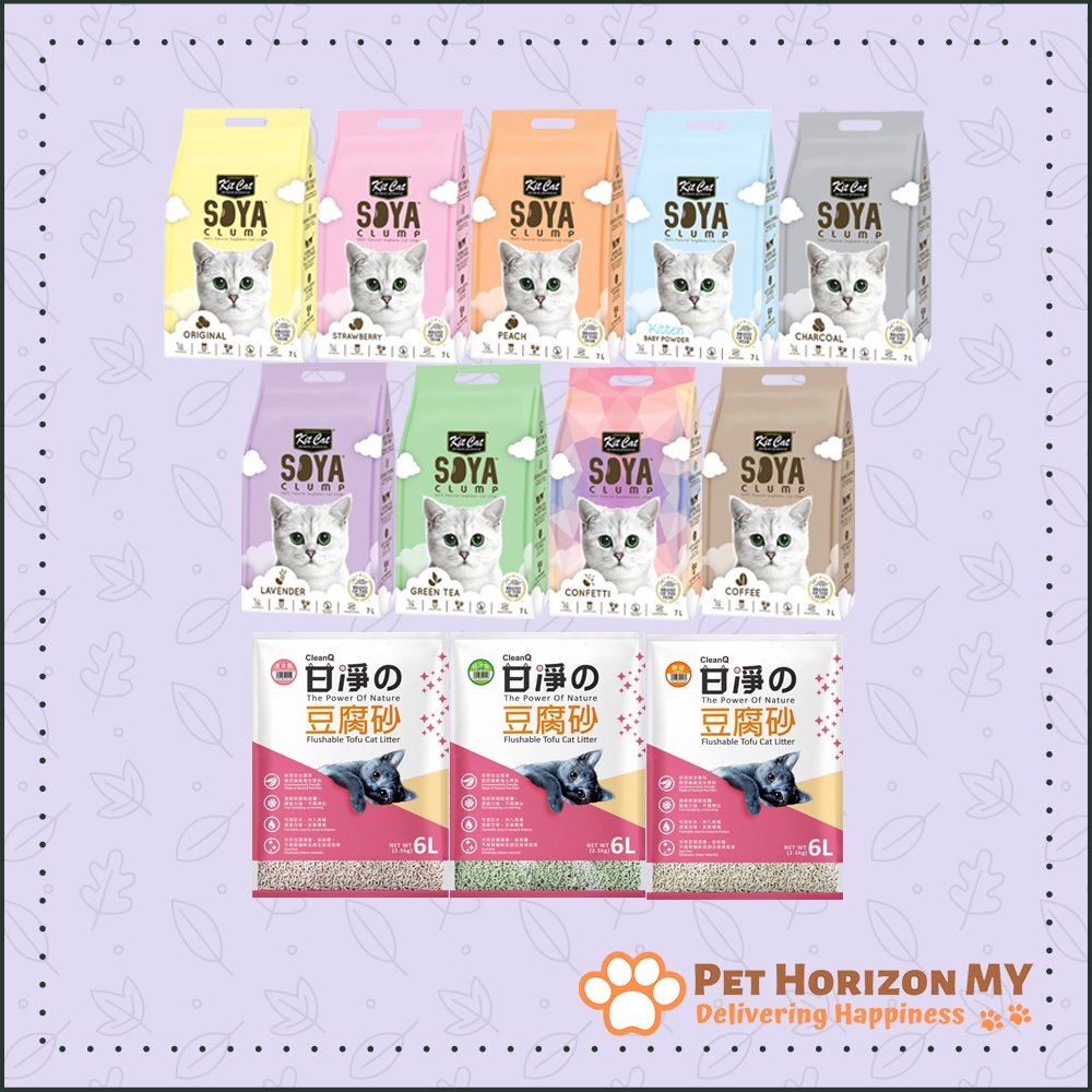 Tofu / Soya Flushable Cat Litter (Kit Cat Soya Clump / Clean Q Tofu Cat