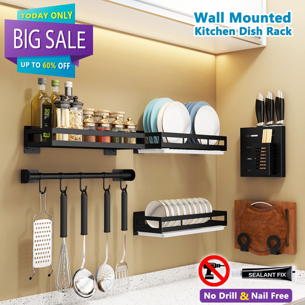 Space Saving Storage Stainless Steel WallMounted Kitchen Hanging Dish