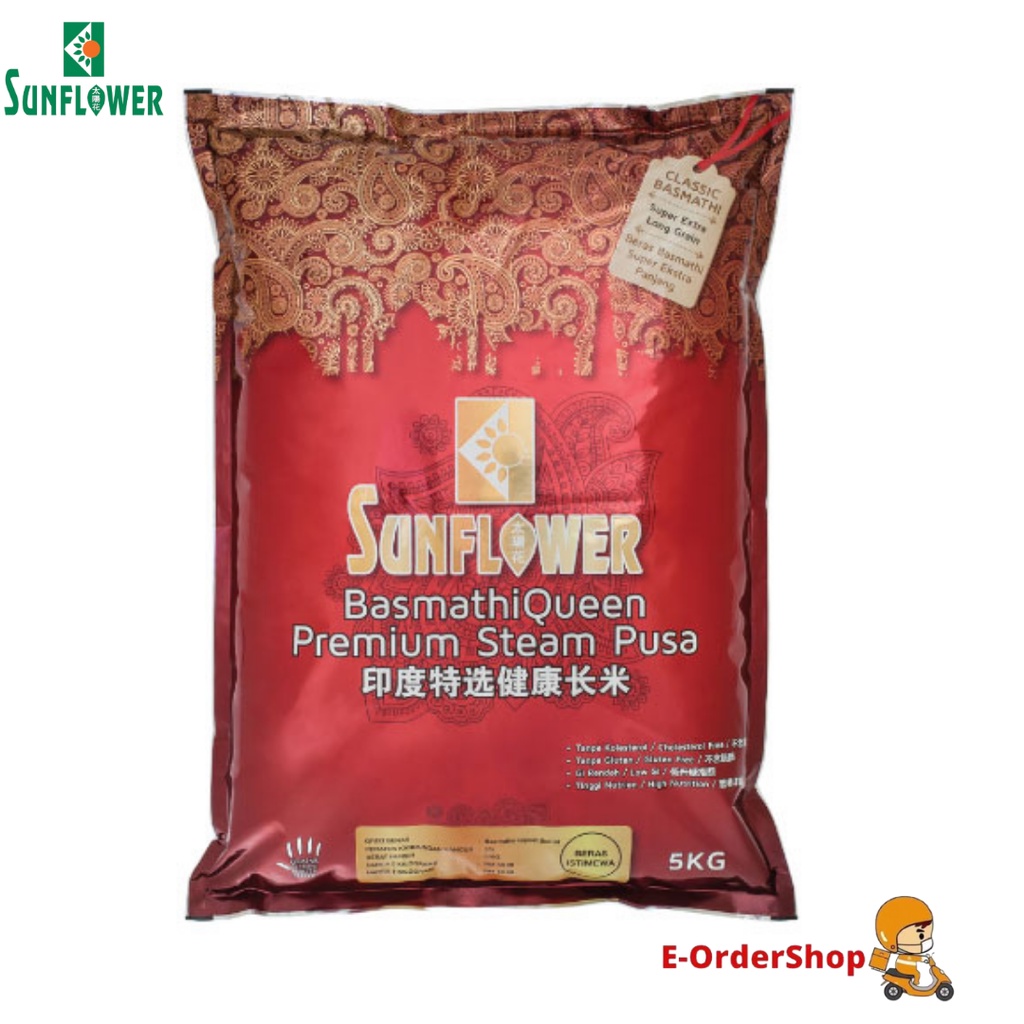 Sunflower Basmathi Queen Premium Basmathi Steam Pusa Rice 5kg Beras
