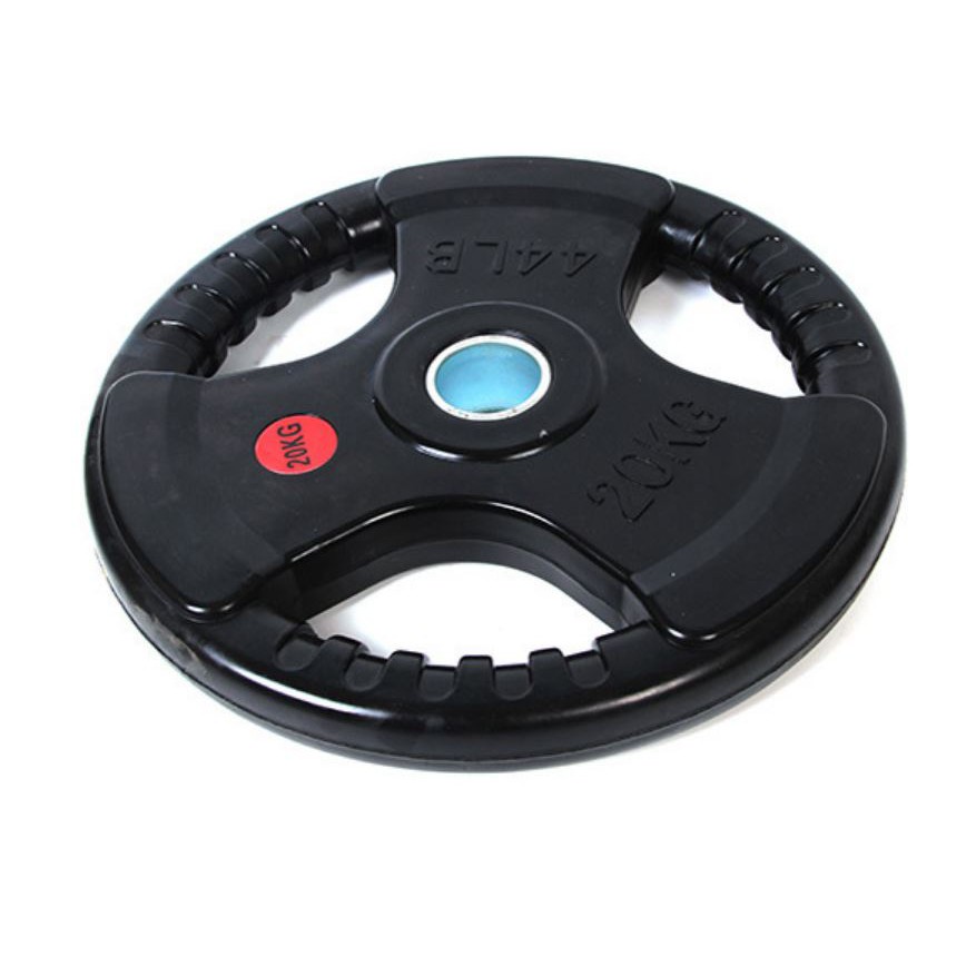 20KG Olympic Weight plates 5cm Rubber Coated Iron Plates Tri Grip
