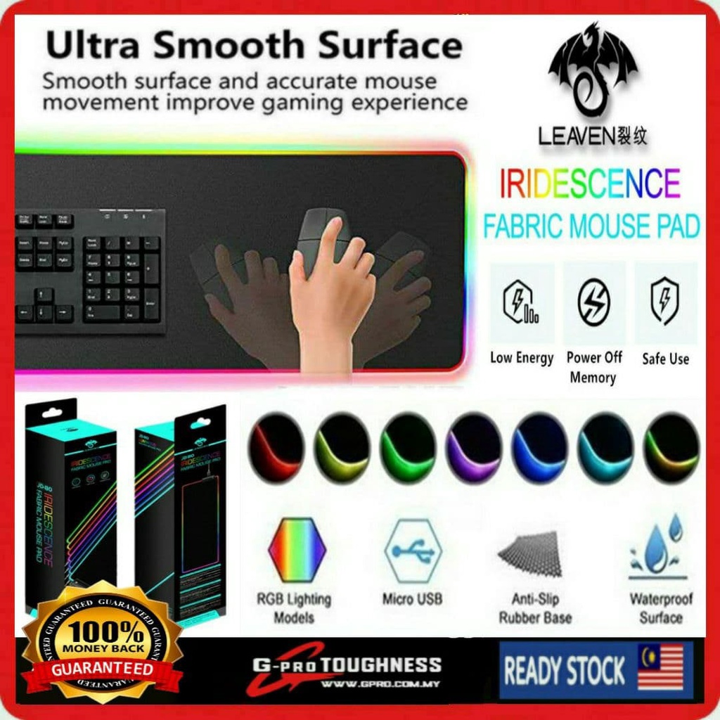 GPRO USB RGB Lighting Color LED Light Gaming Mouse Pad Large Size Waterproof Mousepad Game Mice