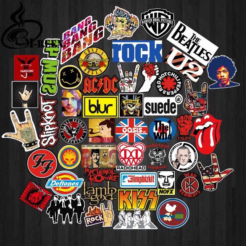 52 Pcs Vinyls Rock Band Beatles Doodle Car Sticker Waterproof Luggage Stickers Shopee Malaysia