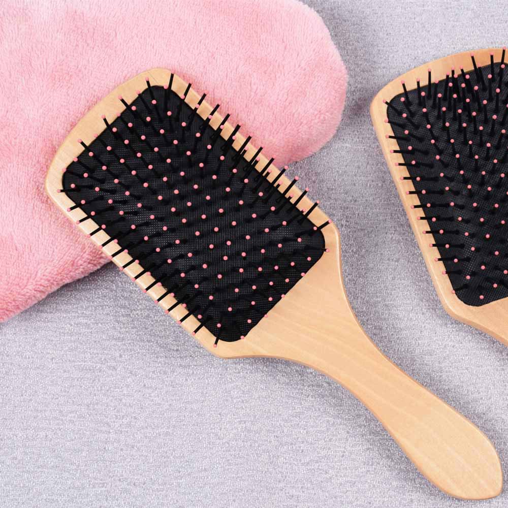 Hair BrushNatural Wooden Bamboo Brush and Detangle Tail Comb Instead