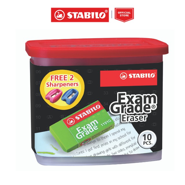 Eraser STABILO Exam Grade Colourful Eraser Box of 10's with Free 2
