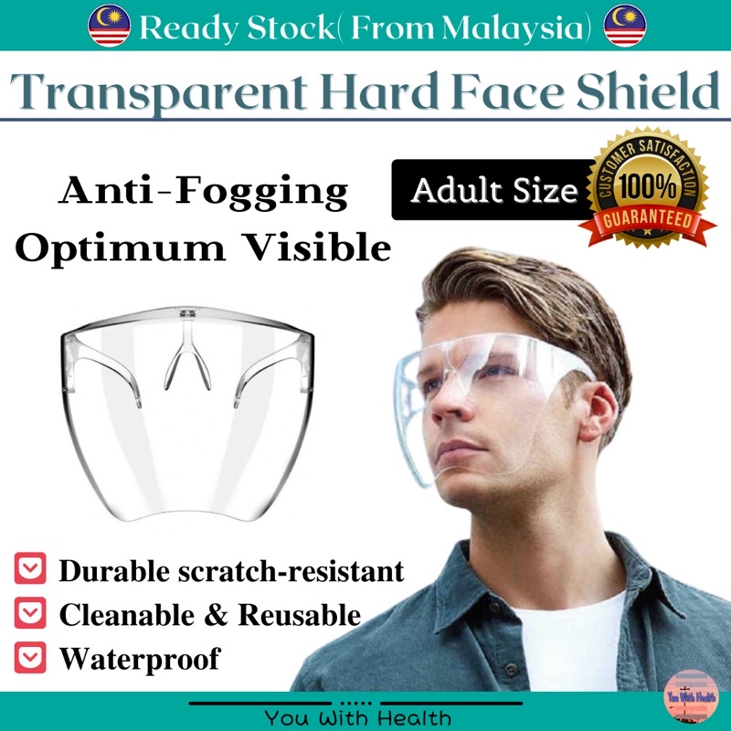 Ready Stock Hard Cover Transparent Full Face Shield for Adult Antifog