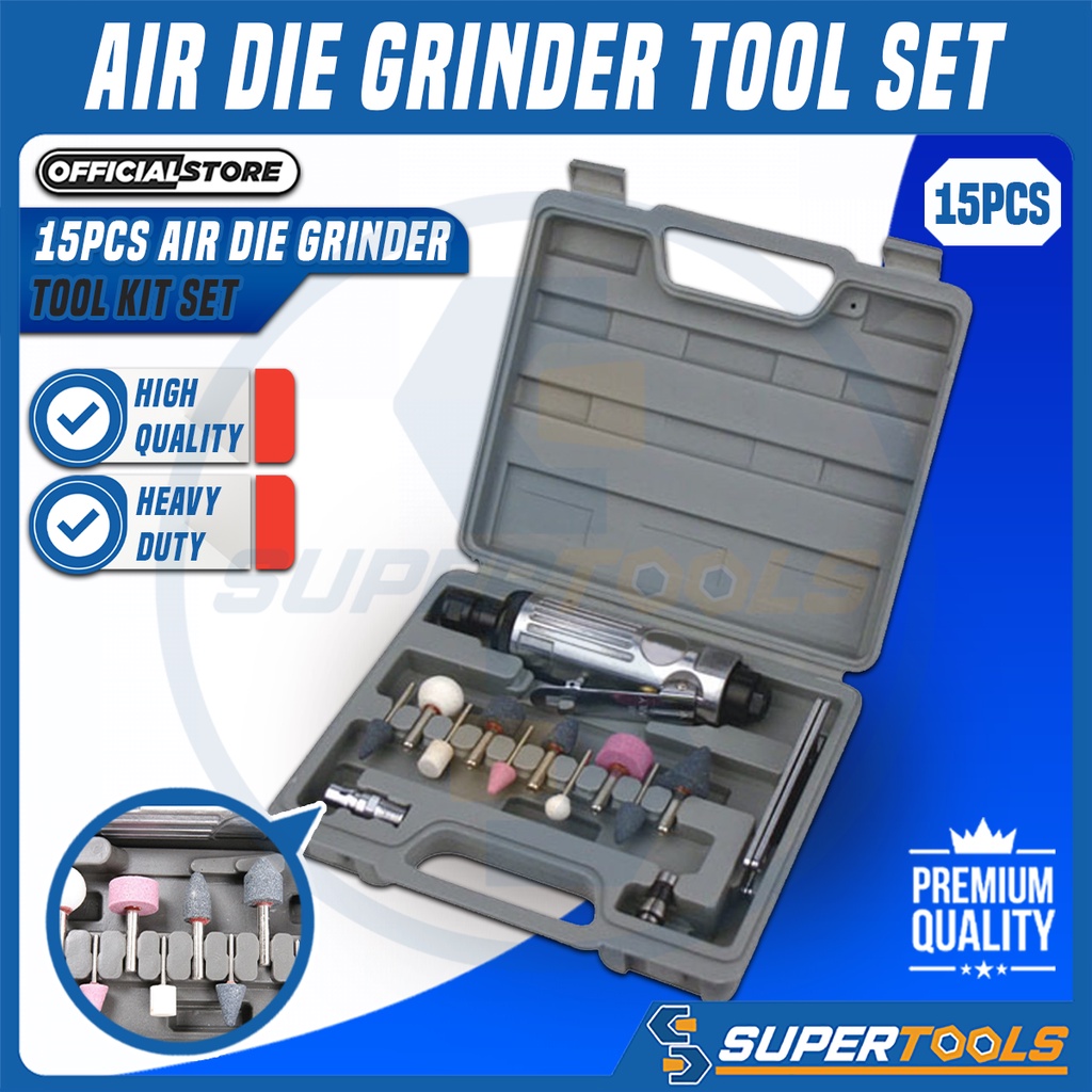SuperTools Pneumatic Air Die Grinder Tool Kit Set/ Pneumatic Air Die