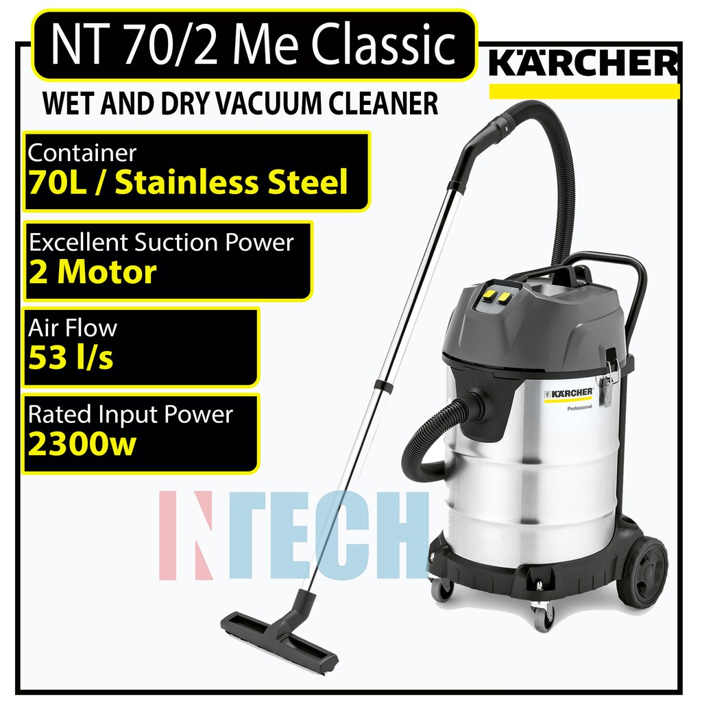 KARCHER NT70/2ME CLASSIC WET & DRY VACUUM CLEANER C/W 70L STAINLESS