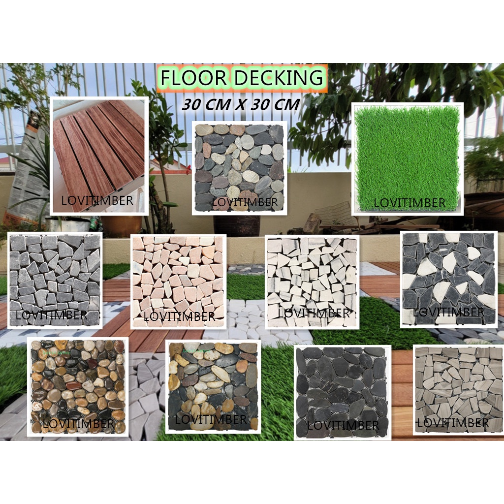 (💥BEST Quality) IN/Outdoor 30cm x 30cm Interlocking Wood/GRASS/Real