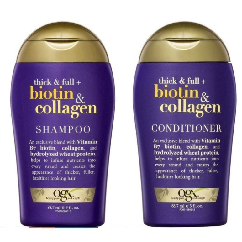 OGX Biotin & Collagen Shampoo & Conditioner Travel Set 88.7ml Shopee