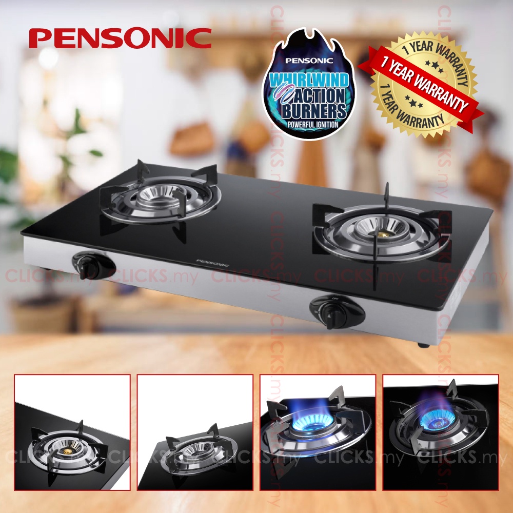 Tempered Glass Gas Stove Stainless Steel Base 2 Burners Cooker