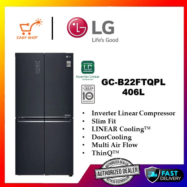 LG 464L GCB22FTQPL Matte Black Slim French Door Refrigerator Shopee