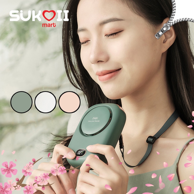 SKOI Hanging Neck Fan Leafless Lazy USB Charging Handheld Portable Small Electric Fan Shopee