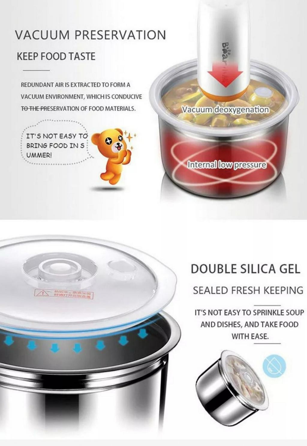 Bear Electric Lunch Box Portable Heating 3Layers Stainless Multi Mini