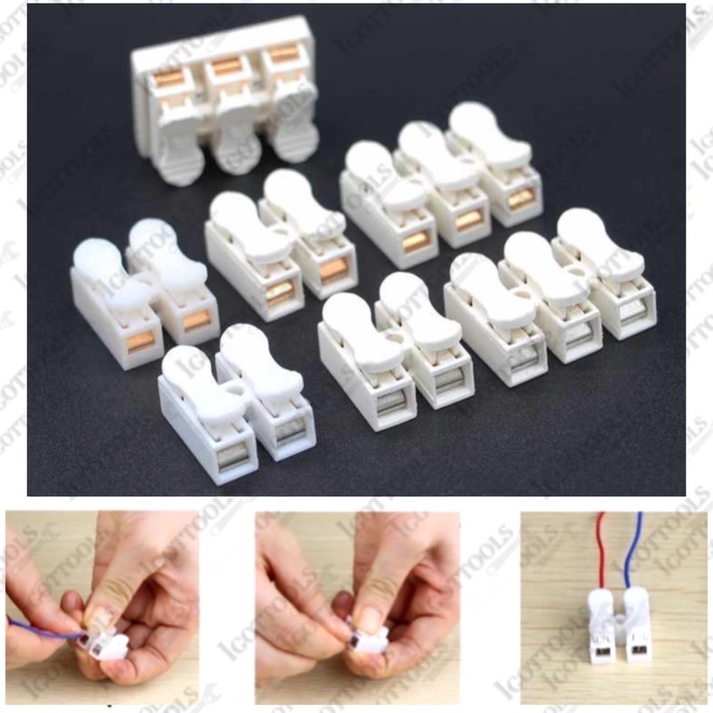 10Pcs CH2/CH3 Quick Connector Cable Clamp Terminal Block Spring