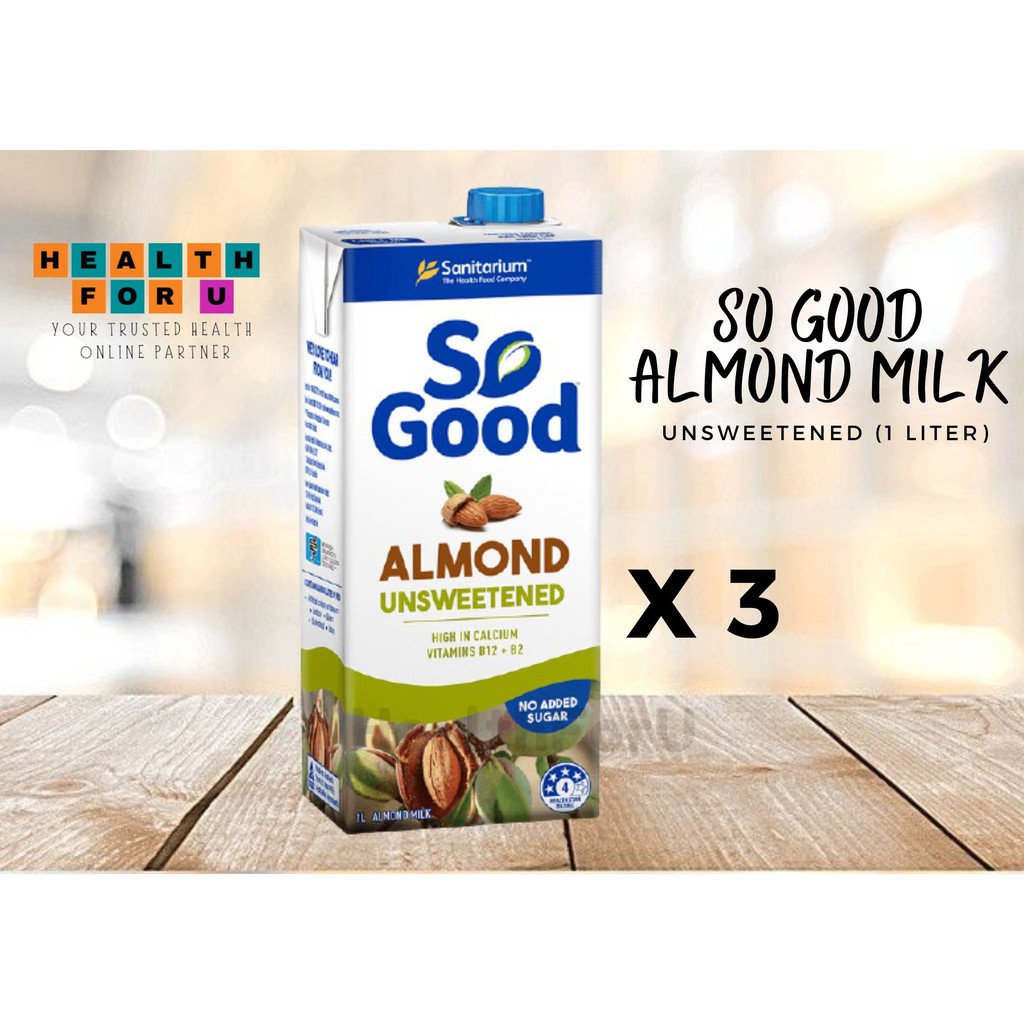So Good Almond Milk Unsweetened (1L x 3pack)// almond milk // lactose