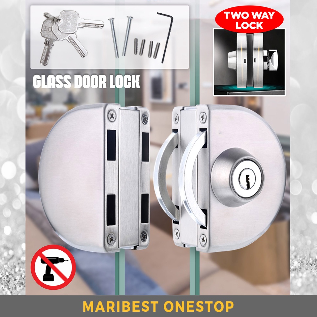 Glass Door Lock With Key Tempered Glass Lockset Office Glass Door Lock