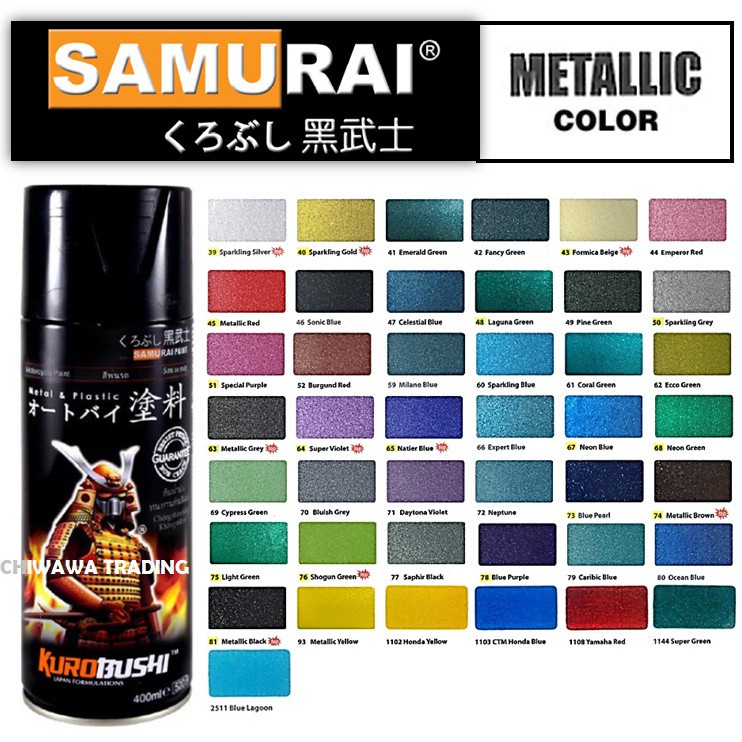 Samurai 400mL Metallic Colours High Gloss Clear Coat Tone Aerosol Spray
