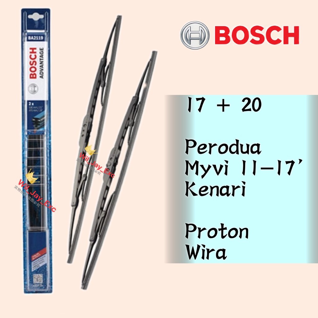 BOSCH WIPER BA 17 + 20 KENARI,WIRA,SATRIA ADVANTAGE WIPER BLADE