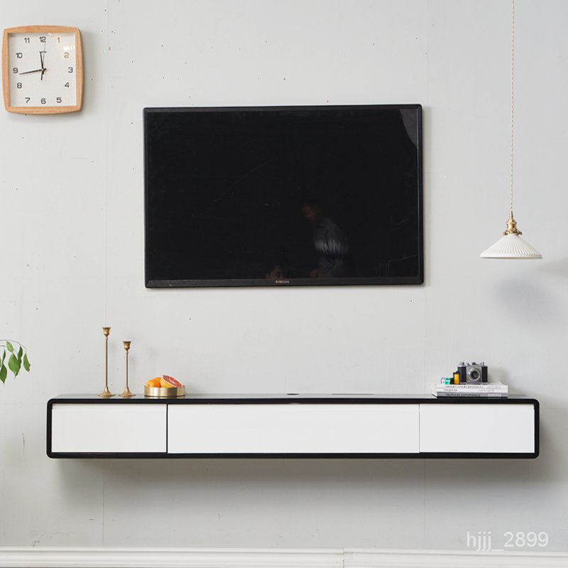 rak tv gantung Solid Wood WallMounted Hanging TV WallMounted