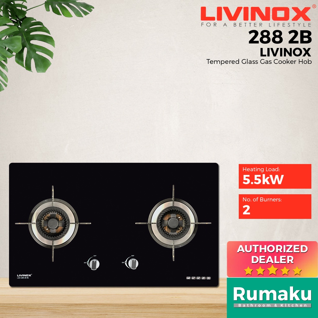 LIVINOX 288 2BBL BuiltIn Gas Cooker Hob Cooker Dapur Kitchen