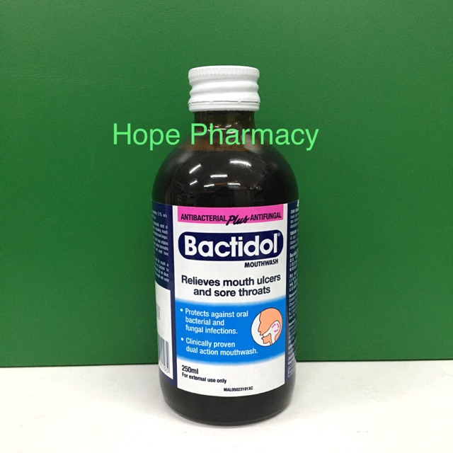 Bactidol Mouthwash Relieves Mouth Ulcers and Sore Throats 250ml