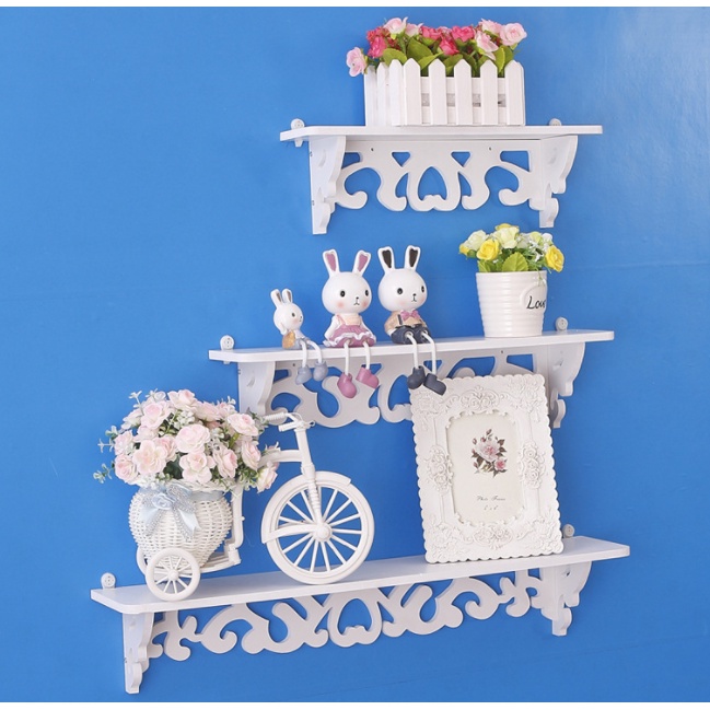 READY STOCK KitchenV Paparan Rak Dinding Berukir Kayu Putih/Rak