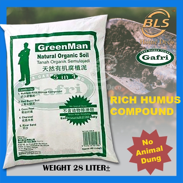 GAFRI 28 LITER ± GREEN MAN NATURAL ORGANIC SOIL 5 IN 1