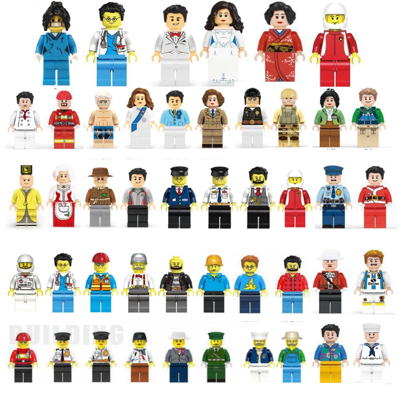 12pcs People Series Occupation Action Figure Building Blocks Bricks Set