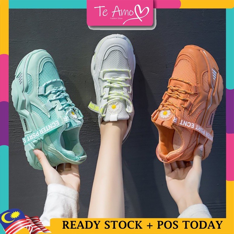 Kasut Sukan Wanita Korean Style Mesh Net Breathable Women Increased