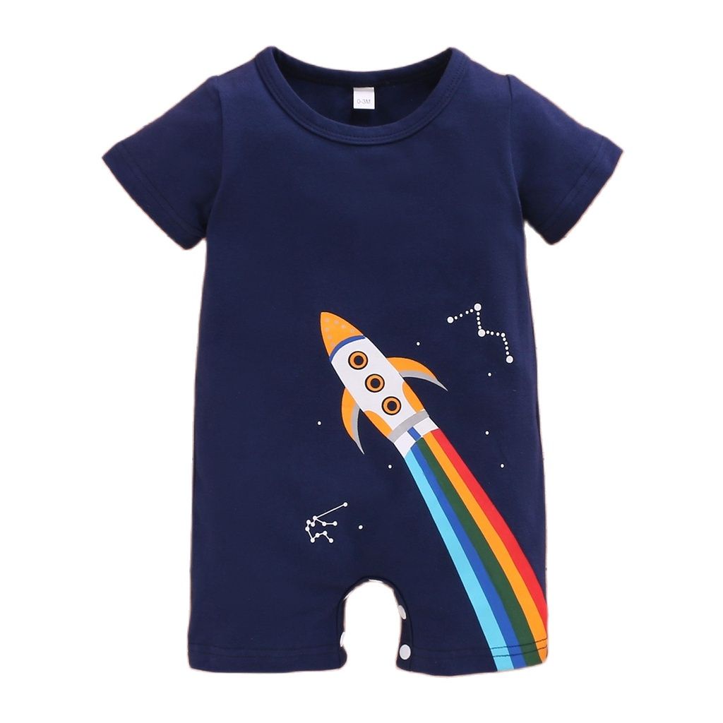 Newborn Baju Baby Boy Romper Clothing Short Sleeves Print Jumpsuit Summer Cute Infant Boy