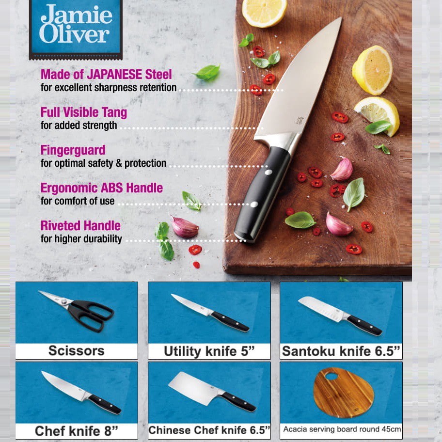 Jamie Oliver 2021 Professional Knives Collection Scissor Santoku