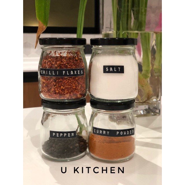 4 PCS Glass Spices Container Kitchen Condiments Organiser Ikea / Bekas