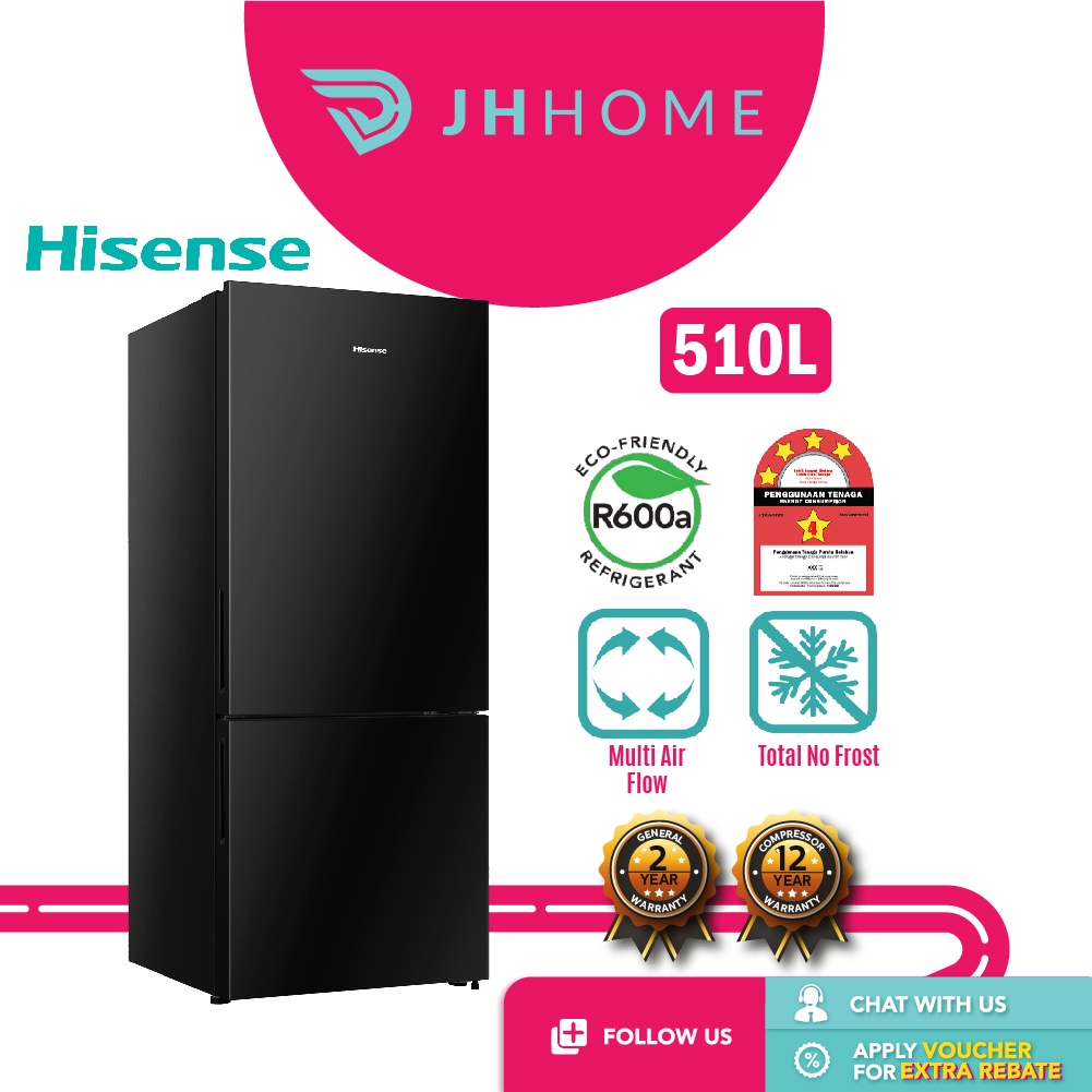 Hisense 510L 2 Door Inverter Refrigerator RB548N4ABN Shopee Malaysia