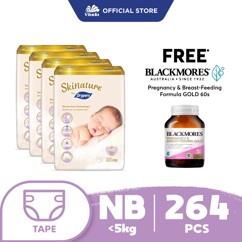 Skinature by Drypers NB (264pcs) Free Blackmores Pregnancy Gold 60s