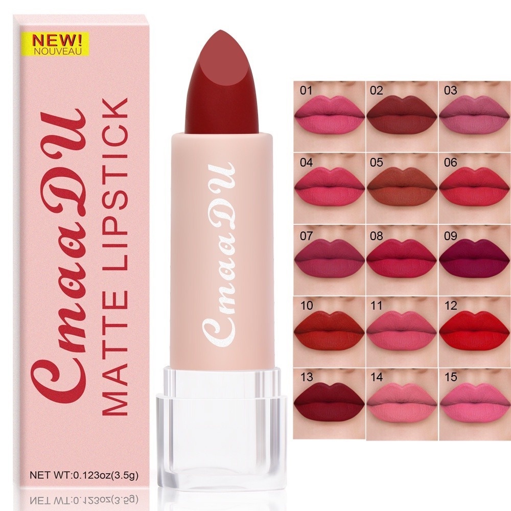 15 Colors Waterproof Red Nude Lipstick Beauty Makeup Long Lasting Matte