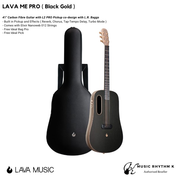 LAVA Me Pro Black Gold 41 inches AirSonic Carbon Fibre Guitar with L2