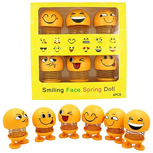 6PCS Car Shaking Head Emoji Doll Emoticon Pack Spring Doll Cute Car