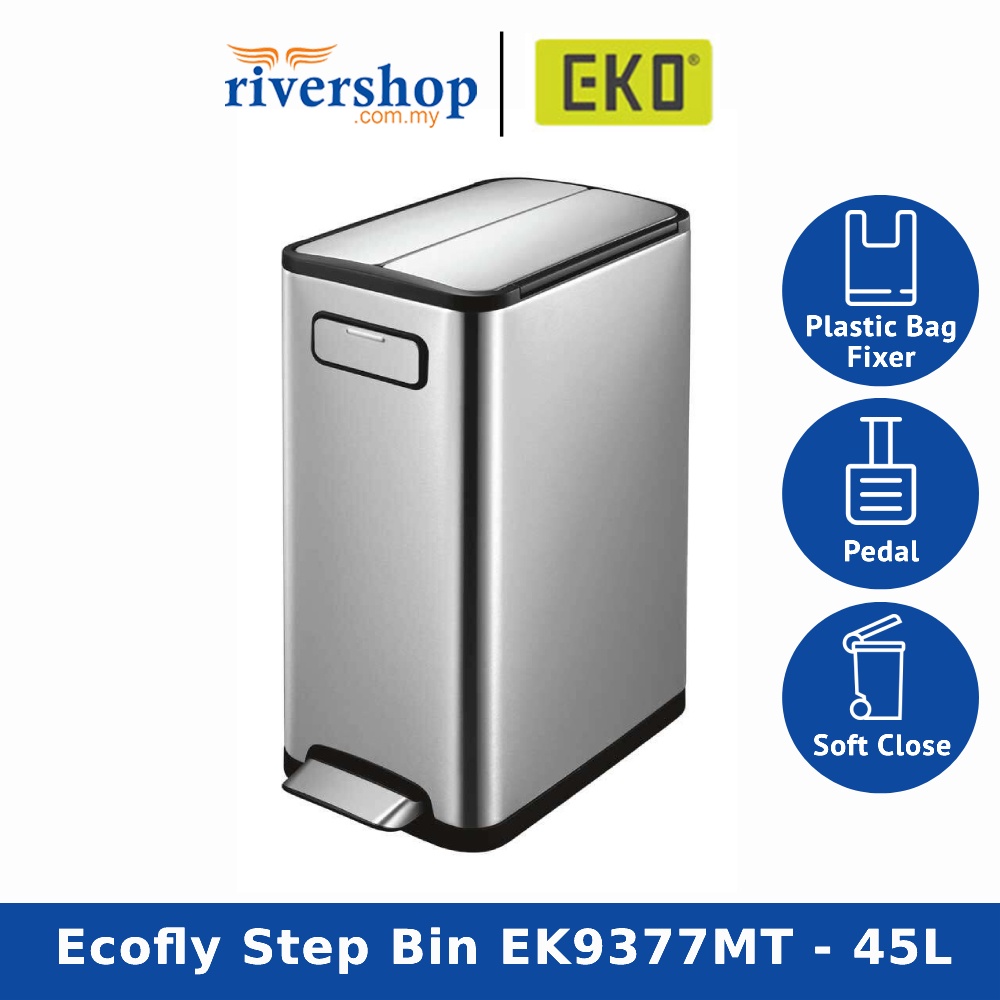 EKO Ecofly EK9377MT 45L Stainless Steel Dustbin Rubbish Bin Trash Can