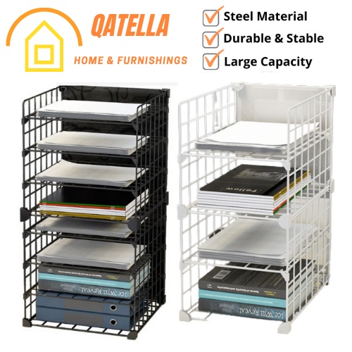 QATELLA A4 Paper Rack Multipurpose Paper Rack Multiple Layer Paper Rack Desk Organizer File
