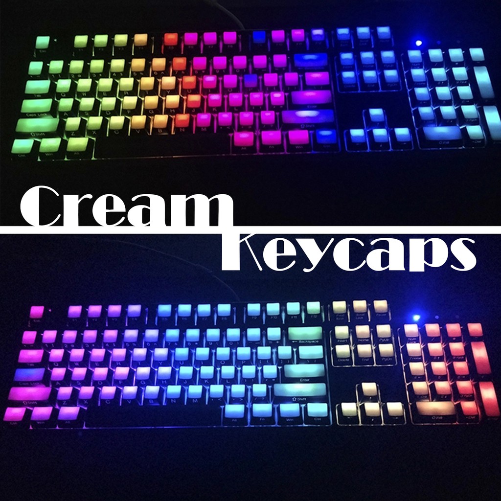Upgraded Version Of Pudding Keycaps, ABS Cream Keycaps,Supports 104/87