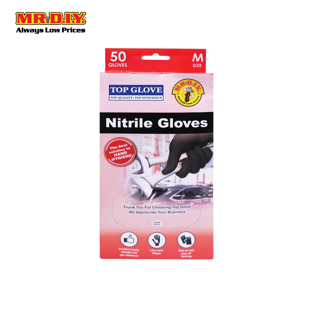 TOP GLOVE Nitrile Gloves Black (Size M) Shopee Malaysia